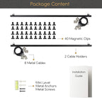 You Have Space 2 Pack Hanging Picture Display Photo Holders with Metal Cable Strings and 40 Magnetic Clips Metal Black