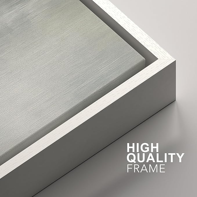 SIGNFORD Framed Canvas Print Wall Art Set Soft Gray and Blue Abstract Neutral Illustration Modern Art Decorative Nordic Nature for Living Room, Bedroom, Office - 16"x24"x2 White