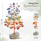 Crocon Crystal Heart Base Tree Good Luck Birthday Gifts for Womens, Mom, 7 Chakra Healing Stones & Crystals Tree of Life for Positive Energy Feng Shui Décor Home and Office Desk Decor Present for her