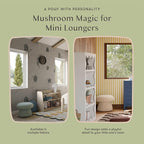 Babyletto Kids Mushroom Pouf - Ottoman Foot Rest - Poofy Plush Round Footrest Stool for Couch - GREENGUARD Certified Soft & Stuffed, Comfy Pouf Ottoman for Living Room & Nursery Floor - Chai Shearling