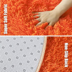 Orange Fluffy Round Rug,Soft Area Rugs for Girls Room,Shaggy Rugs 4'X4' for Living Room,Non Slip Circle Rug for Kids Bedroom,Shag Plush Nursery Carpets,Fuzzy Plush Rug for Dorm,Cute Room Decor Carpet