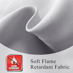 Fcosie 52" Wx96 L Inherent Flame Retardant Curtains - Room Darkening Drapes for School Classroom Dorm Nursing Home Restaurant- Antique Bronze Grommet Privacy Window Drapery - Greyish White - 2 Panels