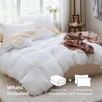 Bedsure White Duvet Cover King Size - 3 Pieces Prewashed Cotton-Like Extra Soft Bedding Set, Includes 1 Duvet Cover 104x90 Inches with Zipper Closure & 2 Pillow Shams, Comforter Not Included
