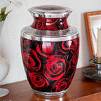 Crimson Rose Urn for Ashes for Women Men Adult | Cremation Funeral Decorative Red Urn for Male Female Adult Carefully Handcrafted with Pendant Necklace, for Dog Cat Pet