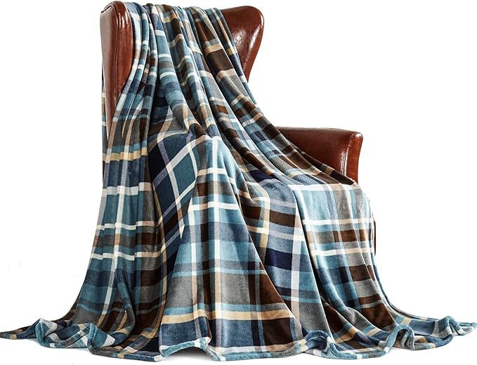 MERRYLIFE Throw Blanket Plaid Sherpa | Ultra-Plush Soft Colorful Oversized | Decorative Couch Travel Blanket | Large Size(60" 90", Greenland)