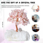 Rose Quartz Crystal Tree with White Aura Base Tree of Life Decor for Shelf, Bedroom, Birthday Gifts for Women, Sister Gift, Birthday Gifts for Mom, Cute Home Office Decor Housewarming Present