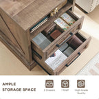 ACCOHOHO 18" Farmhouse Nightstand Set of 2 with Charging Station,End Table with 2 Drawers Storage,Side Table,Bedside Cabinet for Bedroom,Living Room, Light Brown