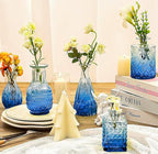 Blue Glass Bud Vase Set,20Pcs Small Glass Vase for Flowers, Blue Bud Set in Bulk,Mini Single Vintage Design for Centerpiece Rustic Wedding Decorations Home Table Flower Décor
