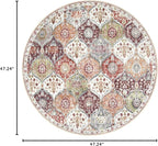 Lahome Moroccan Trellis Washable Round Rugs, Non-Slip Soft Round Rug 4ft Ultra-Thin, Small Vintage Circle Carpet for Entryway Kitchen Bedroom Nursery Bathroom, Orange/Terracotta