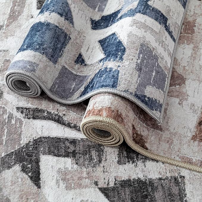 Modern Abstract Door Mat Indoor Entrance 2X3 Front Porch Area Rug Washable, Non-Slip Small Grey Rugs for Entryway Bathroom Ultra-Thin, Throw Carpet for Kitchen Bedroom Nursery Kids Print Faux Wool