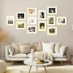 12 Packs 8.5 by 11 Picture Frames, Display 6x8 with Mat or 8.5x11 Without, for Award Certificate Diploma Document, 8.5 x 11 Frames Bulk Set of 12 Photo Frames Set for Wall and Tabletop, Gold