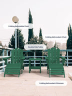 KINGYES Folding Adirondack Ottomans Set of 2 for Adirondack Chair, Green