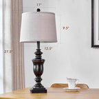 27.5" Vintage Farmhouse Table Lamps Set of 2 Bedside Lamp, 3 Way Dimmable Bedroom Lamps with 2 USB Ports +AC Outlet Touch Nightstand Lamp Rustic Lamp (Rotary-Antique Black)