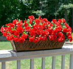 Artificial Faux Flowers Plants for Outdoor Outside Fall Decor, Fake Silk Red Camellia UV Resistant Look Real for Planter Porch Patio Balcony Garden Table Indoor, 3 Large Bundles