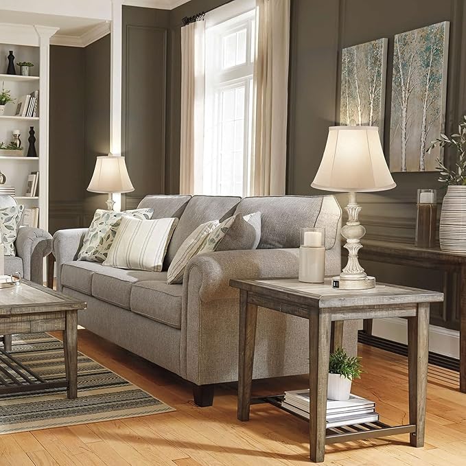 PARTPHONER Touch Control Table Lamp Set of 2, 3-Way Dimmable Bedside Nightstand Lamp with 2 USB Charging Ports, Rustic Farmhouse Desk Lamp with Faux Silk Shade for Living Room, Bedroom - Washed White