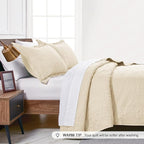 Love's cabin Quilts for Queen Bed Beige Bedspreads Bedding Set - Summer Lightweight Bedspread Comforter - Coin Pattern Bedding Coverlet for All Season - 3 Pieces (1 Quilt, 2 Pillow Shams)