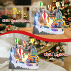 VCUTEKA Christmas Village, Hot Air Balloon Snow Mountain with Rotating Santa Claus Lighted Musical Village Perfect Addition to Your Christmas Indoor Decorations or Holiday Displays
