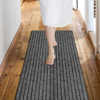 Custom Size Backed Non-Slip Area Rugs Runner, Easy Clean, Waterproof Runner Rugs for Hallway Entryway, Kitchen, Laundry, 4FT x 75FT, Gray Stripe