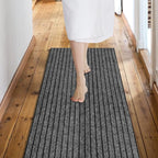 Custom Size Backed Non-Slip Area Rugs Runner, Easy Clean, Waterproof Runner Rugs for Hallway Entryway, Kitchen, Laundry, 3FT x 73FT, Gray Stripe