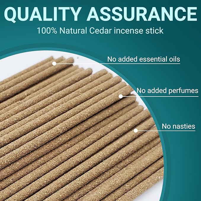 Cedar Incense Sticks (50 Sticks), 100% Natural sustainably harvested Cedar, Suitable for Yoga, Meditation, Relaxation, and Spiritual Purification