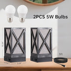 Table Lamp, Set of 2 Rustic Farmhouse Nightstand Lamps, 3 Color Temperatures Desk Lamp with USB Charging Ports AC Outlet Vintage Lamp for Living Room Bed Room, Pewter