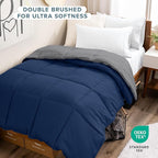 Bare Home Comforter - Twin/Twin Extra Long - Reversible Colors - Goose Down Alternative - Ultra-Soft - Premium 1800 Series - All Season Warmth - Bedding Comforter (Twin/Twin XL, Dark Blue/Grey)
