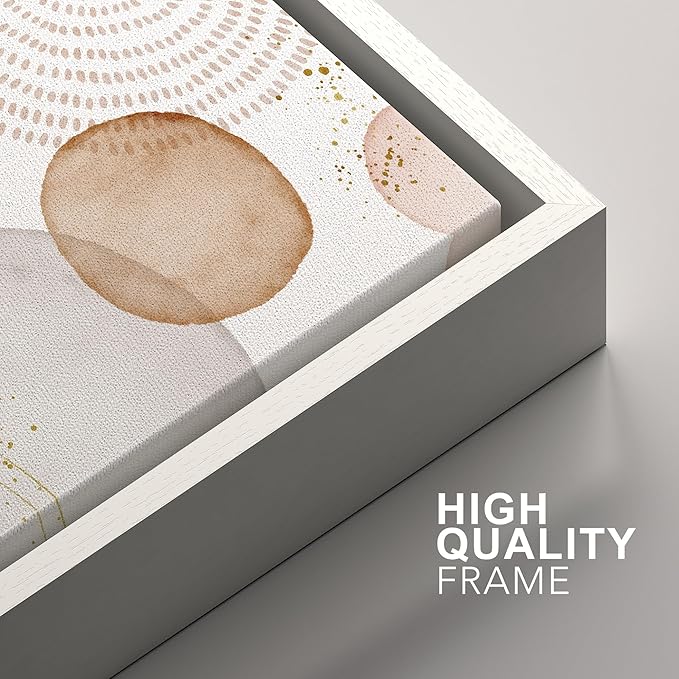 SIGNFORD Framed Wall Art Print Set Pastel Pink Gray Watercolor Circles Abstract Shapes Illustrations Modern Minimalist Relax/Calm Multicolor for Living Room, Bedroom, Office - 24"x36"x2 White