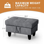 Ottoman Rectangular Storage Ottoman Bench, Flannel Footrest Stool Footstool with Lid for Living Room, Bedroom, Entryway, Dark Gray, 28.5"x19"x17.5"