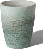 Emissary Bullet 9.5 in. Coastal Splash Ceramic Round Planter (9.5 in. L x 9.5 in. W x 12 in. H) with Drainage Hole