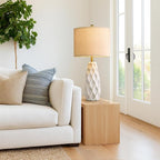 27.5" Ceramic Table Lamps for Living Room Bedroom Lamps Set of 2 Modern Boho Bedside Lamps Night Stands Farmhouse Vintage Large Nightstand Lamp Reading Light Home Office Dorm Desk Deco Gifts, White