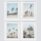 SIGNWIN Framed Washed Out Tropical Island Wall Art, Set of 4 Island Palm Tree Beach Landscapet Wall Decor Prints, Nature Wilderness Wall Décor for Living Room, Bedroom - 12"x16" White