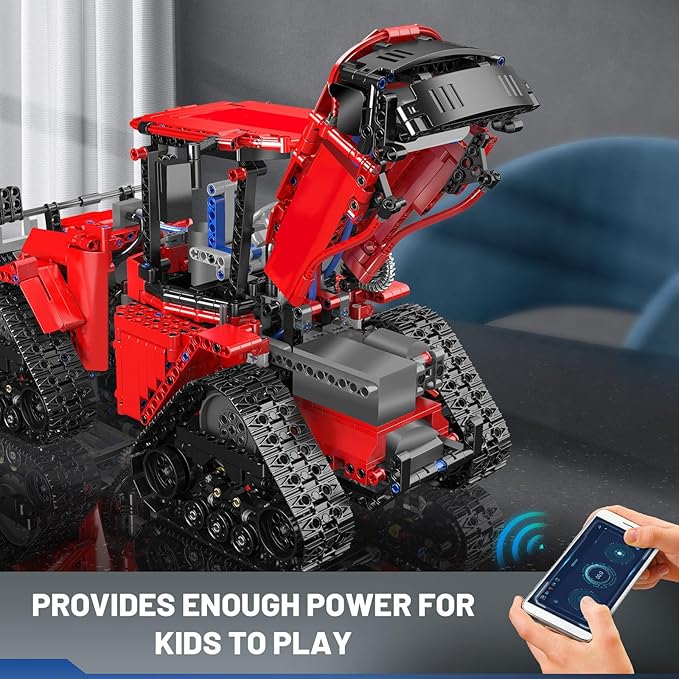 Mould King 18020 Tractor Building Blocks Toy, Remote Control Crawler Tractor with 4 Motors, Construction Vehicles Model for Kids/Adults (1698 Pieces)