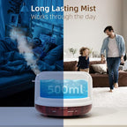 ASAKUKI 500ml Essential Oil Diffuser, Aromatherapy Fragrant Oil Humidifier Vaporizer, 7-Color Light and Auto-Off Safety Switch Reddish-Brown