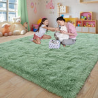 Large 8x10 Area Rugs for Living Room, Sage Green Soft Shag Rug for Bedroom, Non-Slip Ultra Fluffy Rug, Modern Plush Carpet for Girls Boys Kids Room Dorm, Fuzzy Rug for Home Decor Aesthetic