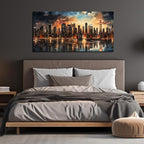 New York Skyline Wall Art for Living Room Modern Canvas Wall Art for Bedroom Above Bed Large Art Work for Office Walls 24 x 48 Inch