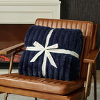 Amélie Home Faux Fur Throw Blanket for Couch, Cozy Fuzzy Fluffy Fur Luxurious Soft Striped Plush Gift Blankets for Family Sofa Chair Bed Living Room Bedroom, 55"x70", Navy Blue