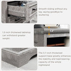 ACCOHOHO 18" Farmhouse Nightstand with Charging Station,End Table with 2 Drawers Storage,Side Table,Bedside Cabinet for Bedroom,Living Room,Grey