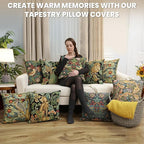 Charlotte Home Furnishings Throw Pillow Covers, Decorative Boho Pillow Covers for Couch, Living Room, Black Peacock Square Cushion Cases 18x18 in, European Cotton Jacquard Woven for Cozy Bedroom Decor