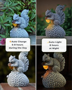 Solar Garden Statue – Hand-Painted Resin Squirrel on Pinecone with Glowing LED Acorn – Charming Yard, Patio & Balcony Decor – Gift for Mom, Grandma & Garden Lovers