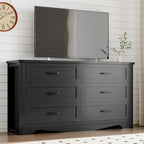 6-Drawer Dresser for Bedroom, Modern Wooden Chest of Drawers with Metal Handles, Anti-Tipping Design, Sturdy and Stable Storage Organizer for Living Room, Entryway, Home Office