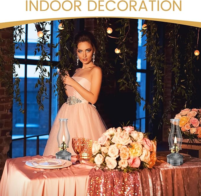 Tuanse 2 Pcs Oil Lamps for Indoor Use Vintage Hurricane Emergency Glass Oil Lamps Large Lantern Classic Decorative Oil Lamp for Home Tabletop Emergency Lighting Supplies(Gray)