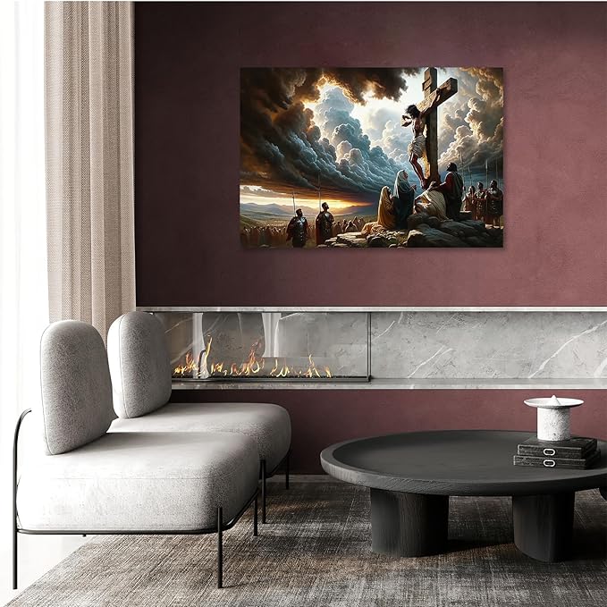 XWNLTEPK Christian Art Crucifixion Print Jesus on the Cross Art Wall Jesus Picture Modern Home Decor Canvas Wall Art Poster