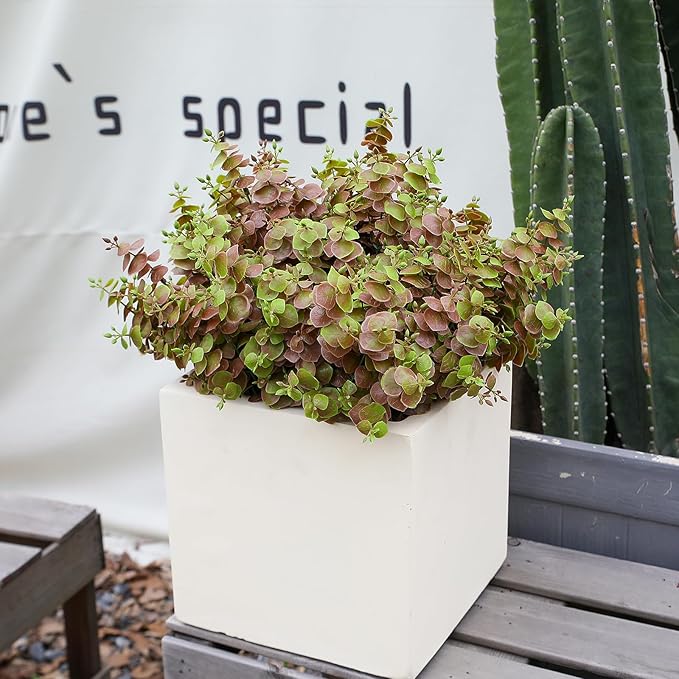 alyptus Artificial Fall Leaves Plant – 8PCS Outdoor Fake Greenery Boxwood Shrubs UV Resistant Fake Plants for Porch, Patio, Thanksgiving or Autumn Home Decor - Fall Leaves