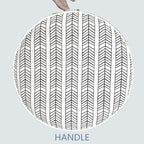 LVTXIII Outdoor/Indoor Inflatable Ottoman, Patio Footrest Stool, Portable Round Ottoman for Patio Garden, Camping or Home, Herringbone Black White