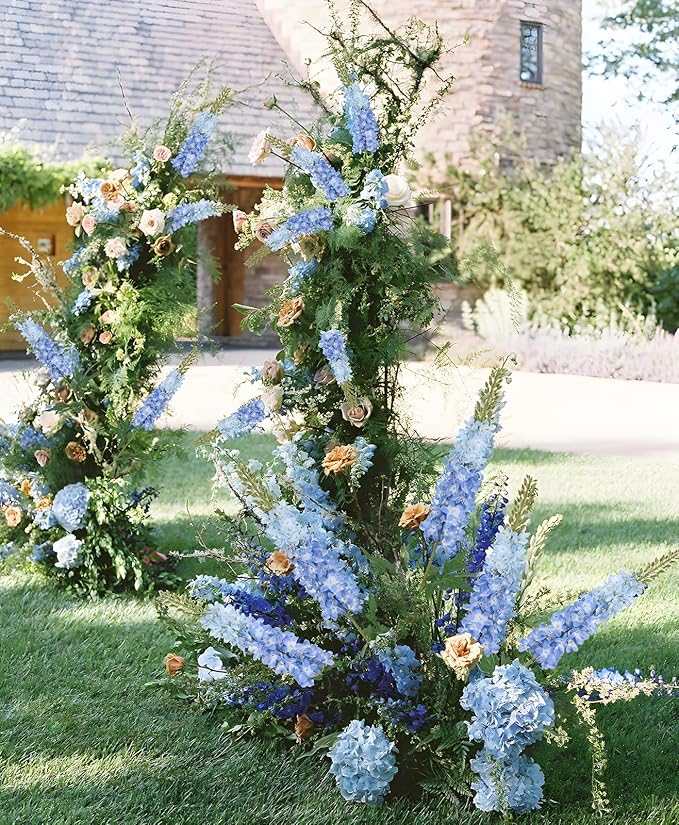 Blue Delphinium Artificial Flowers,6PCS Larkspur Silk Fake Flowers 29.5" Long Stem Faux Hyacinth Flowers for Tall Vase Wedding Home Garden Decor (Blue)