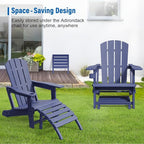 Adirondack Ottoman, HDPE Plastic Adirondack Footstool, All Weather Foot Rest for Adirondack Chair, Outdoor Footrest for Patio,Backyard, Lawn, Fire Pits, Navy Blue