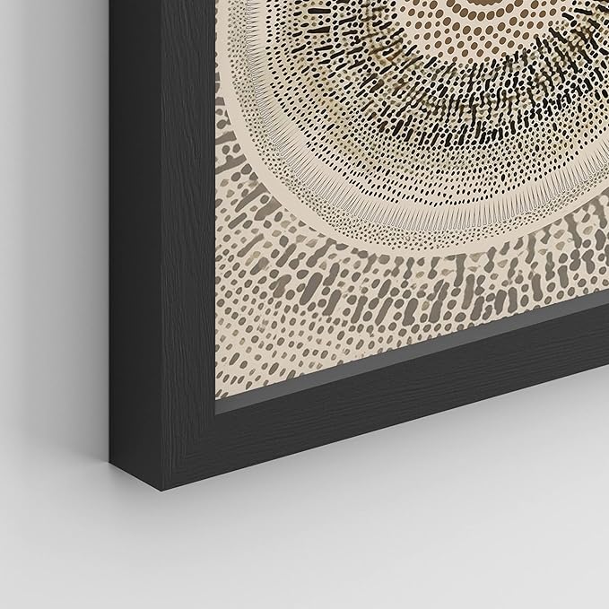 SIGNWIN Framed Art Beige Abstract Geometric Circle Stroke Minimalist Folk Boho Mid-Century Inspired Digital Print Decorative Zen Bedroom Relax Multicolor - 11"x14"x4 Black