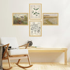 SIGNWIN Framed Poster Bathroom Decor 8"x10"x 4 Natural, Wall Art Room Decor Multicolor for Living Room, Bedroom, Office Autumn Spring Rustic Flower Landscape Classic Vintage Retro Illustrations