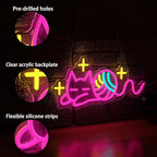 Star Cat Neon Sign with Dimmer Switch,Colorful Ball Neon Light Pink Cat Light up Sign for Bedroom Kids Room decoration (16.54 * 8.27In)