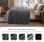 Amélie Home Faux Fur Throw Blanket for Couch, Ultra Cozy Fuzzy Fluffy Fur Luxurious Soft Striped Plush Gift Blankets for Family Sofa Chair Bed Living Room Bedroom, 60"x80", Ionic Wolf Gray